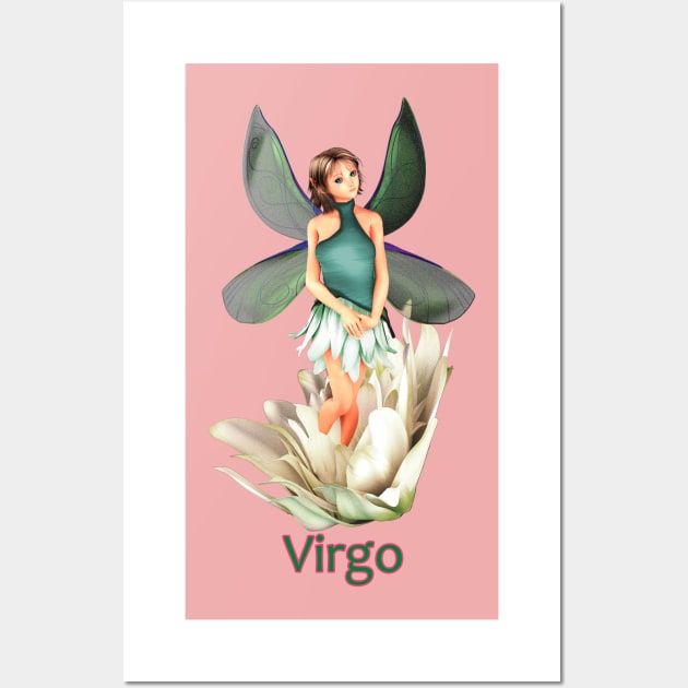 Virgo woman girl fairy faerie elf standing in lily Wall Art by Fantasyart123